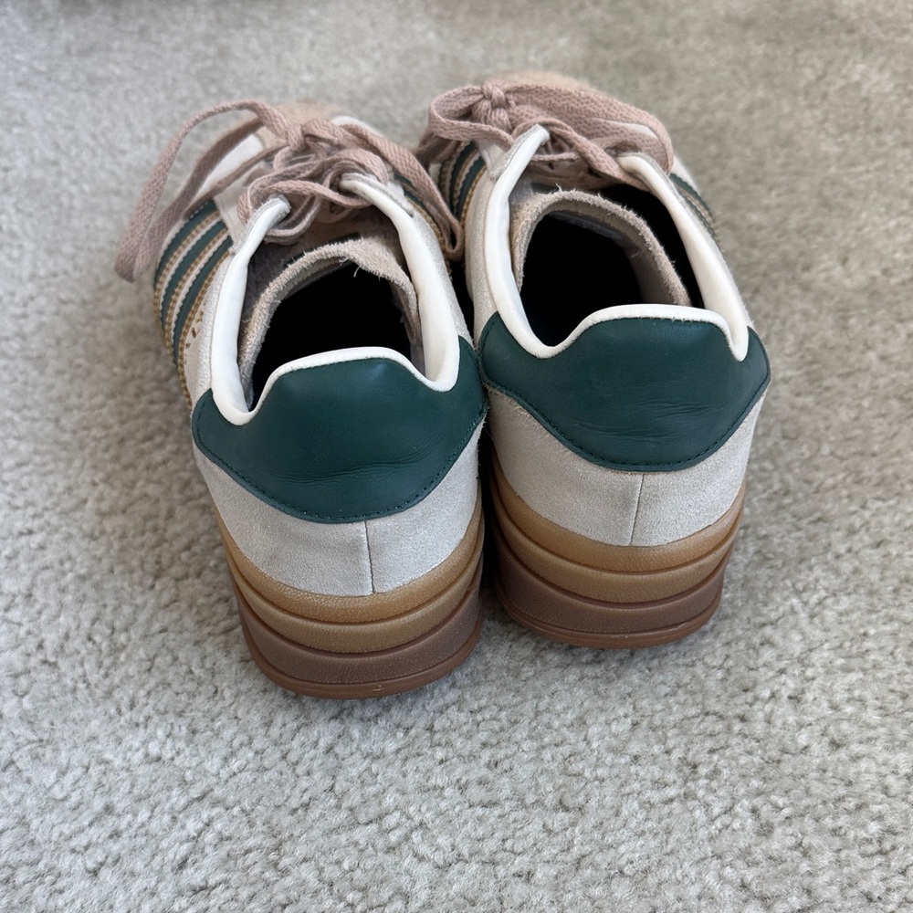Adidas Gazelle Women's Beige Tan and Green Sneakers - Picture 3 of 7